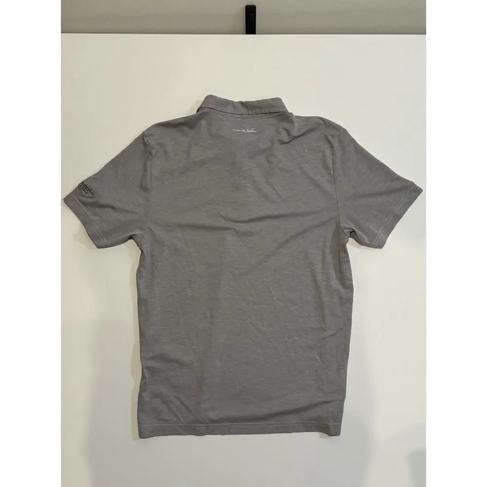 Travis Mathew Golf Polo Shirt Men Large Gray Four Button Short Sleeve Logo